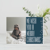 Carte de vœux de Noël Bleu enneigé Photo (Debout devant)