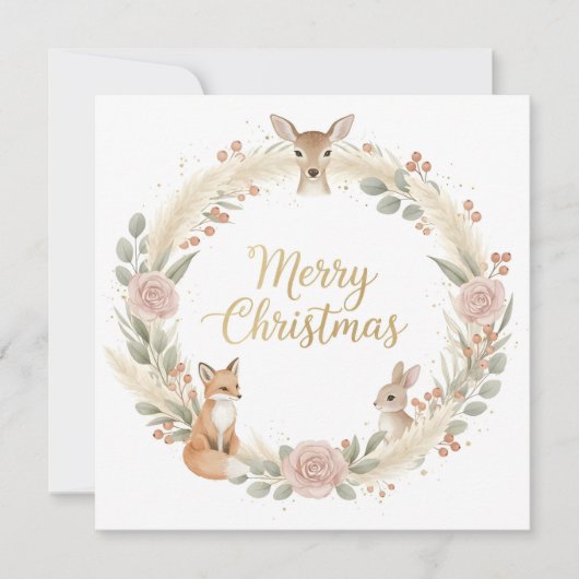 Carte de vœux de Noël bohème forestière (Devant)