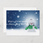 Carte de vœux de Noël bonhomme de neige (Devant / Derrière)