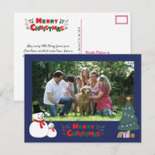 Carte de vœux de Noël Bonhomme de neige (Devant / Derrière)