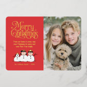 Carte de vœux de Noël bonhommes de neige Peanuts (Recto)