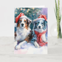 Carte de vœux de Noël Border Collie