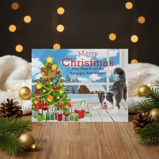 Carte de vœux de Noël Border Collie