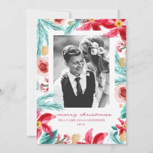 Carte de voeux de Noël BOTANIQUE PEINTED HIVER (Devant)