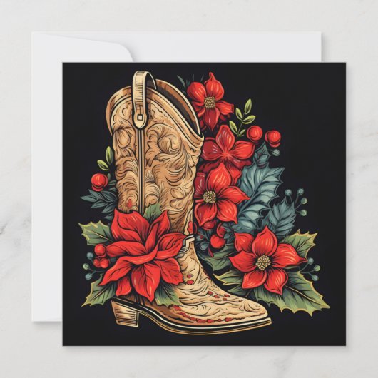 carte de vœux de Noël bottes de cowboy (Devant)