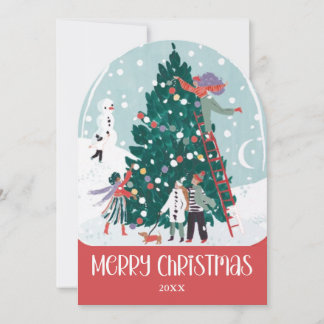 Carte de vœux de Noël Boule à neige Joie de Noël