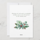 Carte de vœux de Noël Branche de houx à baies PAIX (Dos)