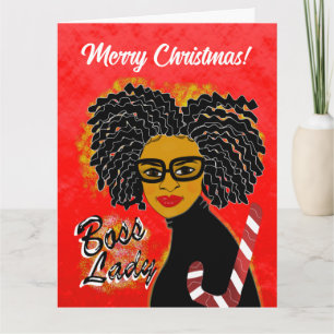 Carte de vœux de Noël Candy Cane Boss Lady Joyeux 