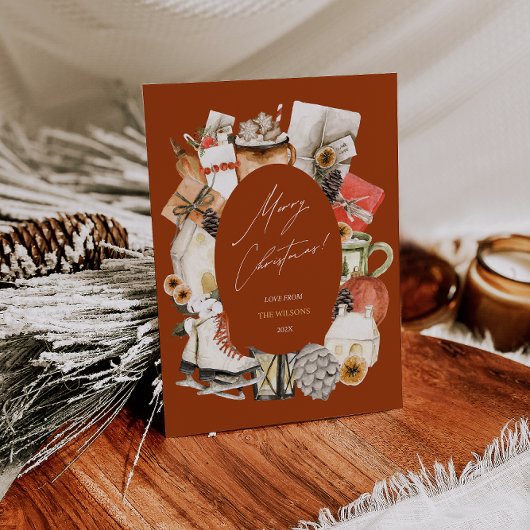 Carte de vœux de Noël, Carte d'illustration de vac