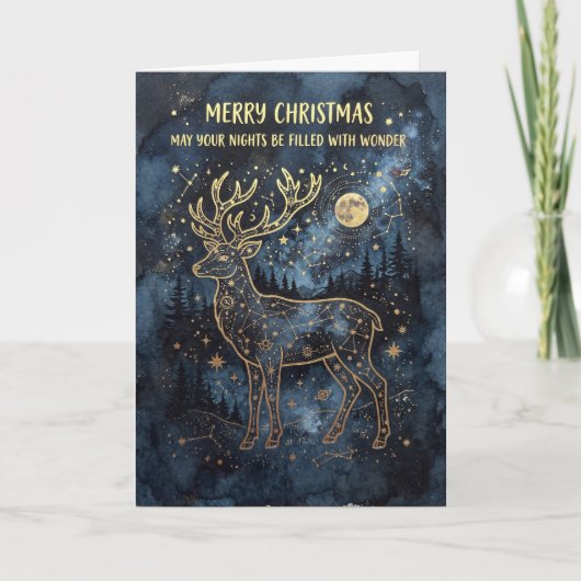 Carte de vœux de Noël Cerf Céleste (Devant)