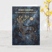 Carte de vœux de Noël Cerf Céleste (Fleur jaune)