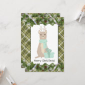 Carte de vœux de Noël Cerf Plat (Devant/Arrière en situation)