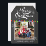 Carte de voeux de Noël Chalkboard Photo<br><div class="desc">Ajoutez simplement votre propre photo à cette carte de voeux en forme de marque-cadeau avec un arrière - plan de tableau-noir.</div>