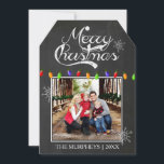 Carte de voeux de Noël Chalkboard Photo<br><div class="desc">Ajoutez simplement votre propre photo à cette carte de voeux en forme de marque-cadeau avec un arrière - plan de tableau-noir.</div>