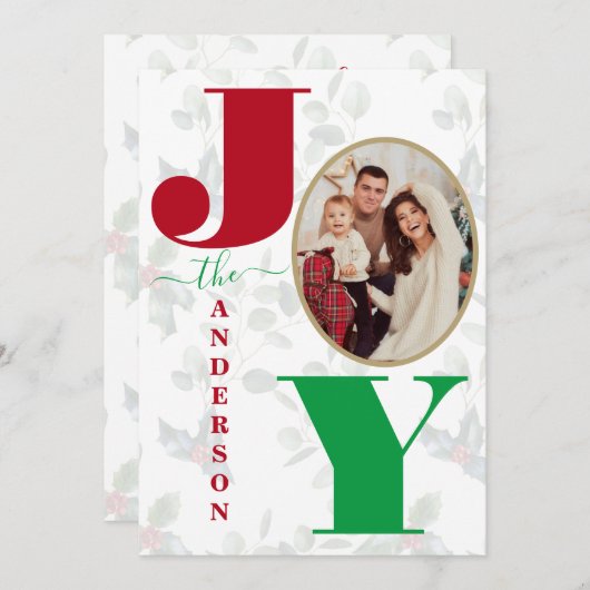 Carte de vœux de Noël Charm Colourful Joy Script (Devant / Derrière)