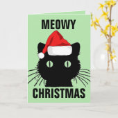 CARTE DE VŒUX DE NOËL CHAT MIAOU (Fleur jaune)