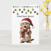 Carte de vœux de Noël Chat Mignon Fantaisiste (Fleur jaune)