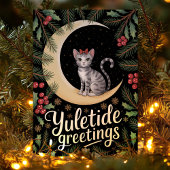 Carte de vœux de Noël Chat sur la Lune