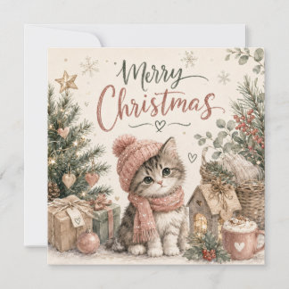 Carte de vœux de Noël chaton mignonne et fantaisis