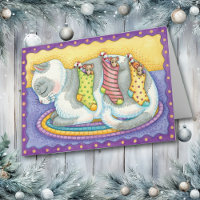 Carte de vœux de Noël Chaussettes Chat et Souris