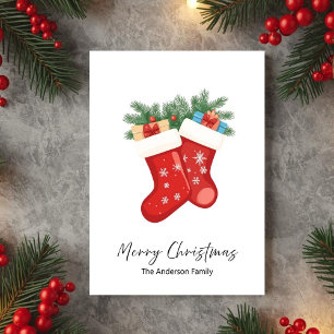 Carte de vœux de Noël Chaussettes Rouges de Noël