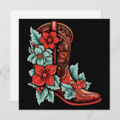 carte de vœux de Noël chaussure de cowboy (Devant / Derrière)