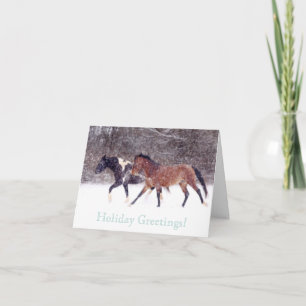 Carte de voeux de Noël Cheval de la grange d'hiver