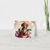 Carte de vœux de Noël chiot teckel (Devant)