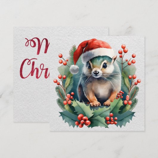 Carte de voeux de Noël Chipmunk (Devant / Derrière)
