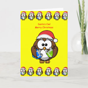 carte de vœux de Noël chouette personne enfants ja