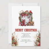 Carte de vœux de Noël classique rouge vert ranch (Devant)