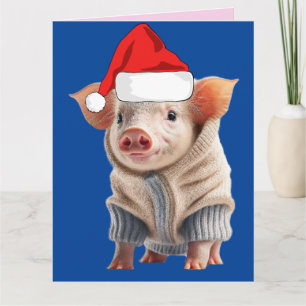 CARTE DE VŒUX DE NOËL COCHON MIGNON