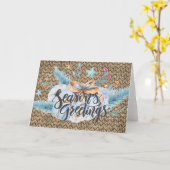 Carte de vœux de Noël Composition hivernale rustiq (Fleur jaune)