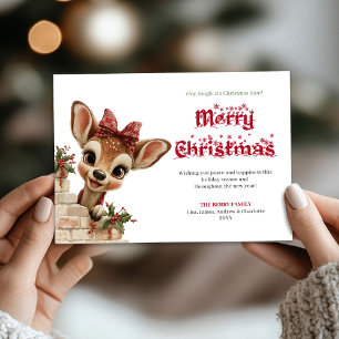 Carte de vœux de Noël cosy et drôle avec un renne