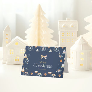 Carte de voeux de Noël couleur bleu marine