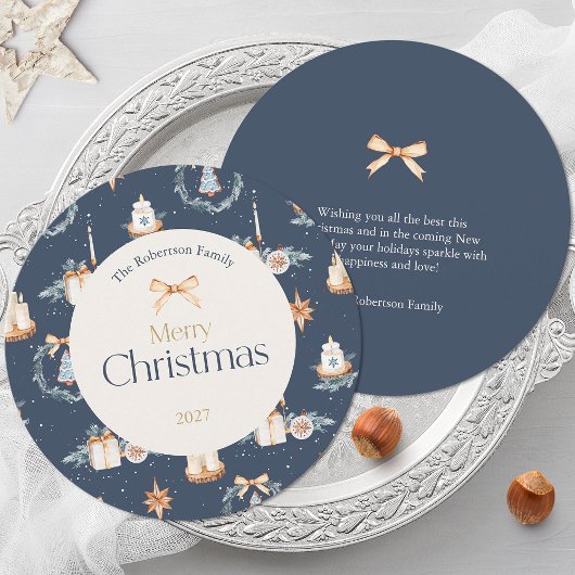 Carte de voeux de Noël couleur bleu marine