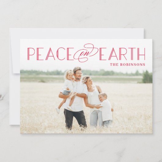 Carte de vœux de Noël couleur modifiable Peace on (Devant)