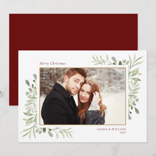 Carte de vœux de Noël Couple de verdure (Devant / Derrière)