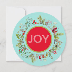 Carte de vœux de Noël Couronne aquarelle Joie de F