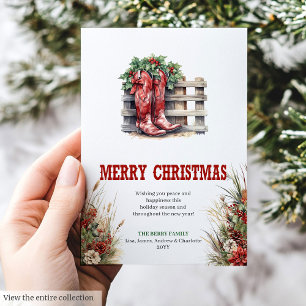 Carte de vœux de Noël cow-boy Yuletide Yeehaw