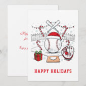 Carte de vœux de Noël de baseball (Devant / Derrière)