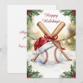 Carte de vœux de Noël de baseball (Devant / Derrière)