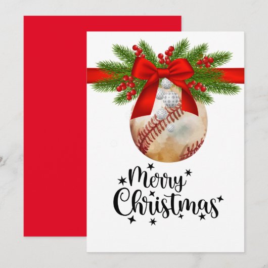 Carte de voeux de Noël de baseball pour joueur (Devant / Derrière)