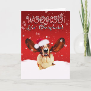 Carte de voeux de Noël de Basset Hound WhooHoo
