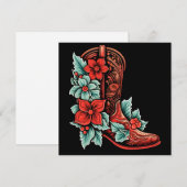 carte de vœux de Noël de bottes de cowboy (Devant / Derrière)