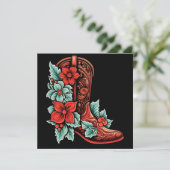 carte de vœux de Noël de bottes de cowboy de Noël (Debout devant)