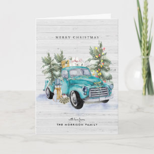 Carte de vœux de Noël de camion de ferme rustique