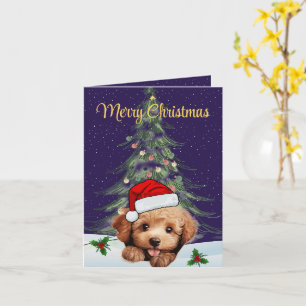 Carte de voeux de Noël de caniche de jouets person