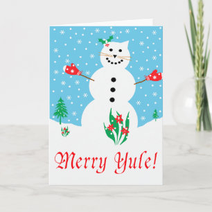 Carte de voeux de Noël "de chat de neige joyeuse"