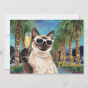 Carte de vœux de Noël de chat siamois de Californi